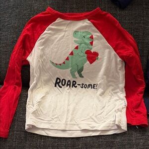 Little Sleepies Red & White Dinosaur Long Sleeve Tee